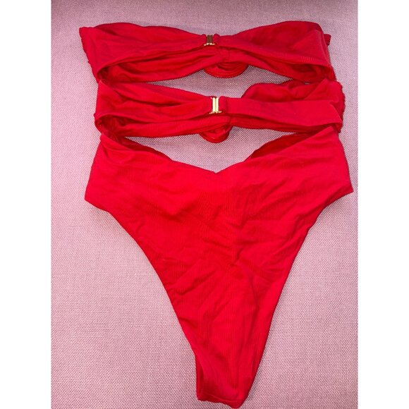 La Reveche Vesna One Piece in Red Large New Womens Cut out Swimsuit - Picture 6 of 12